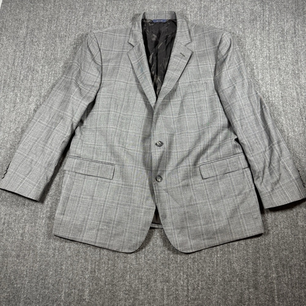 Brooks Brothers 1818 Regent Blazer Mens 48R Gray Plaid Vitale Barberis Canonico